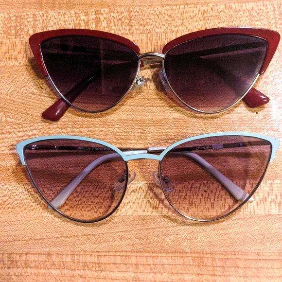 Chico\'s Cat-Eye Sunglasses Dark Shade Smokey Pink Frame w/ Speckles UV Cut Chic Chico\ main image 2